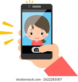 Woman taking a selfie with a smartphone