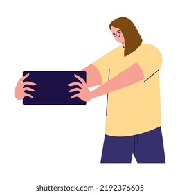 woman taking a selfie with tablet