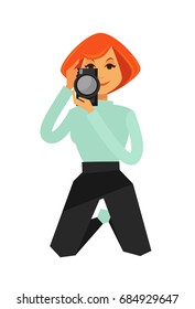 Woman taking shots with camera
