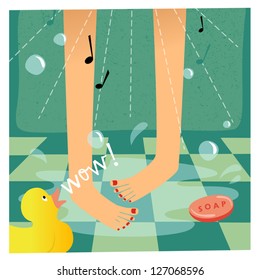 Woman taking a shower