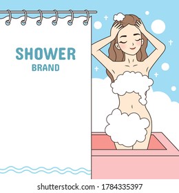A woman taking a shower.