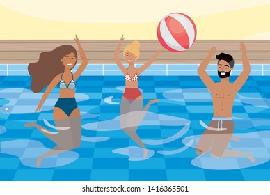woman taking sun in the pool