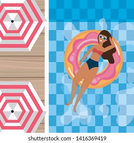 woman taking sun in the pool
