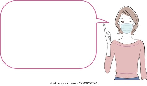 A woman talking about something with speech bubble