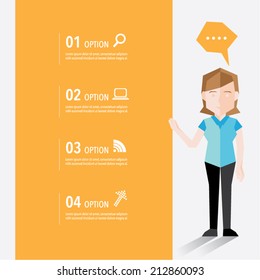 Woman talking and advertise using banner vector design