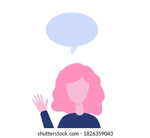 Woman talking. Conversation Speech bubble. Communication and chat concept. Vector illustration flat design isolated on white background.