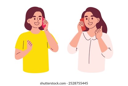 Mulher conversando no telefone, pessoas usam aparelhos comunicam-se online