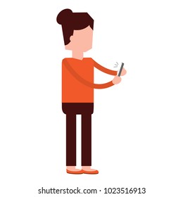 woman talking with smartphone device