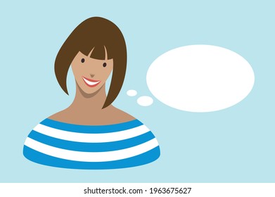 Woman talking,  speaking. Flat illustration.