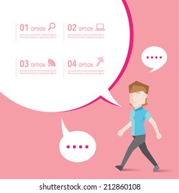 Woman talking when walking vector design