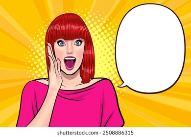 woman talking whispering gossip secret retro pop art comic cartoon vintage