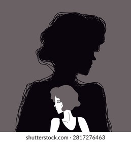 woman with a tangled shadow representing the Freudian unconscious