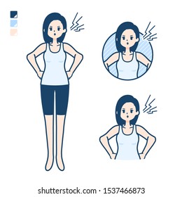 A woman in a tank top with anger images.
It's vector art so it's easy to edit.

