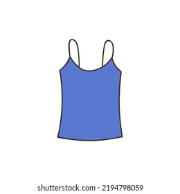 Woman tank top colorful doodle illustration in vector. Woman tank top colorful icon in vector. Woman singlet doodle illustration in vector.