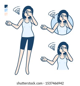 A woman in a tank top with Discouraged head images.
It's vector art so it's easy to edit.

