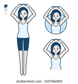 A woman in a tank top with Making a circle with arms images.
It's vector art so it's easy to edit.

