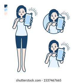 A woman in a tank top with Offer a smartphone images.
It's vector art so it's easy to edit.

