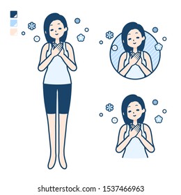 A woman in a tank top with Rest images.
It's vector art so it's easy to edit.

