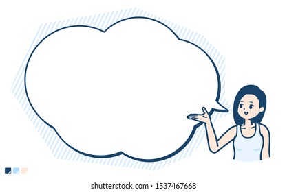 A woman in a tank top with text balloon navigation image.
It's vector art so it's easy to edit.

