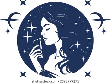 Woman tarot card reader logo