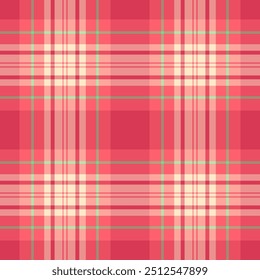 Woman tartan vector check, mens shirt plaid texture textile. Girl pattern seamless background fabric in red and pastel colors palette.