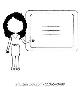 woman teacher with chalkboard avatar character