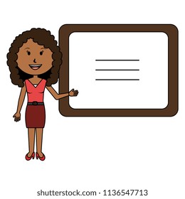 woman teacher with chalkboard avatar character