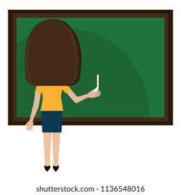 woman teacher with chalkboard avatar character