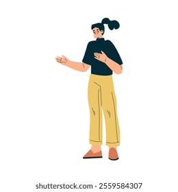 Woman Teacher Character in Standing Pose Vector Illustration