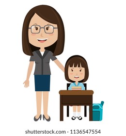 Woman Teacher Girl Chair Stock Vector (Royalty Free) 1136547554 ...