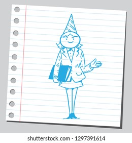 Woman teacher with party cap