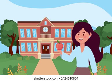 Woman teacher of school design
