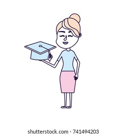 woman teacher with school tool in the hand