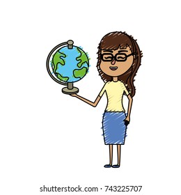 woman teacher with school tool in the hand