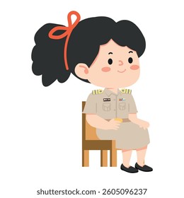 woman teacher is sitting on a chair 