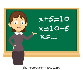 Woman teacher teach and asking math case to students
