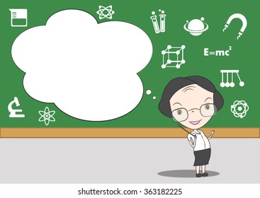 woman teacher teaching in the classroom of science