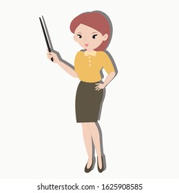 Woman teaching concept. Creative idea design. Flat vector illustration for template, brochure or presentation. 