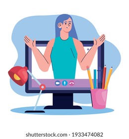 woman teaching online in desktop