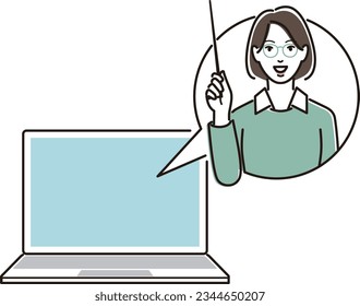 Woman teaching online with laptop