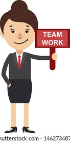 Woman with team work sign, illustration, vector on white background.