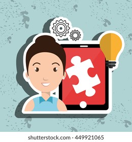 woman teamwork isolated icon design, vector illustration  graphic 