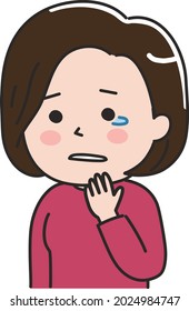 A woman tearing up a little. Vector illustration isolated on white background.