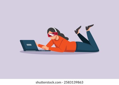 Woman tech concept. Colored flat vector illustration isolated.