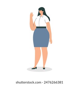 Ilustración vectorial plana de la tecnología de la mujer sobre fondo blanco.