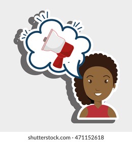 woman technology bublle speak vector illustration design