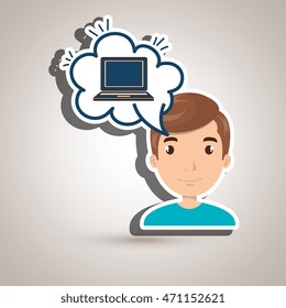 woman technology bublle speak vector illustration design