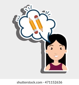 woman technology bublle speak vector illustration design