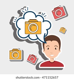 woman technology bublle speak vector illustration design