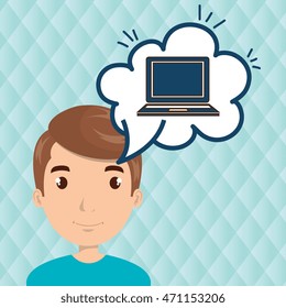 woman technology bublle speak vector illustration design